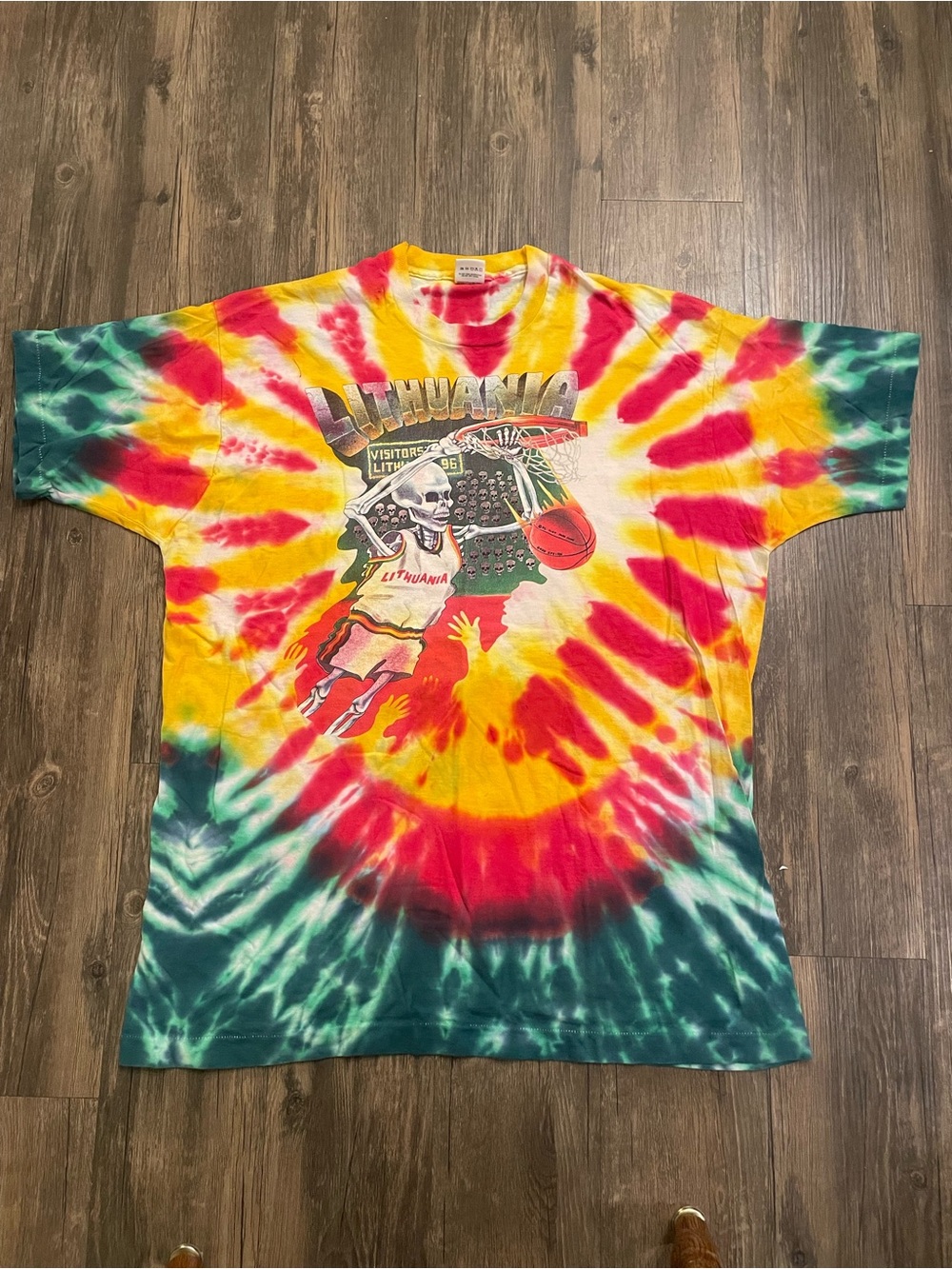 Vintage Lithuania/Grateful Dead 1992 Tie-Dye Basketball Graphic Tee